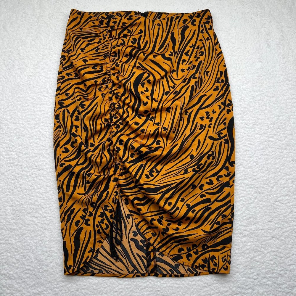 NWT BCBGeneration | Slip Skirt Bronze Black Tiger Print Fitted 6
